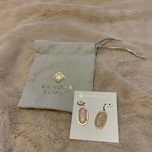 Kendra Scott Dani Earrings Yellow Gold Rose Quartz